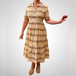 LK Bennett Bella Shell Print Cotton Shirt Dress, Size 12